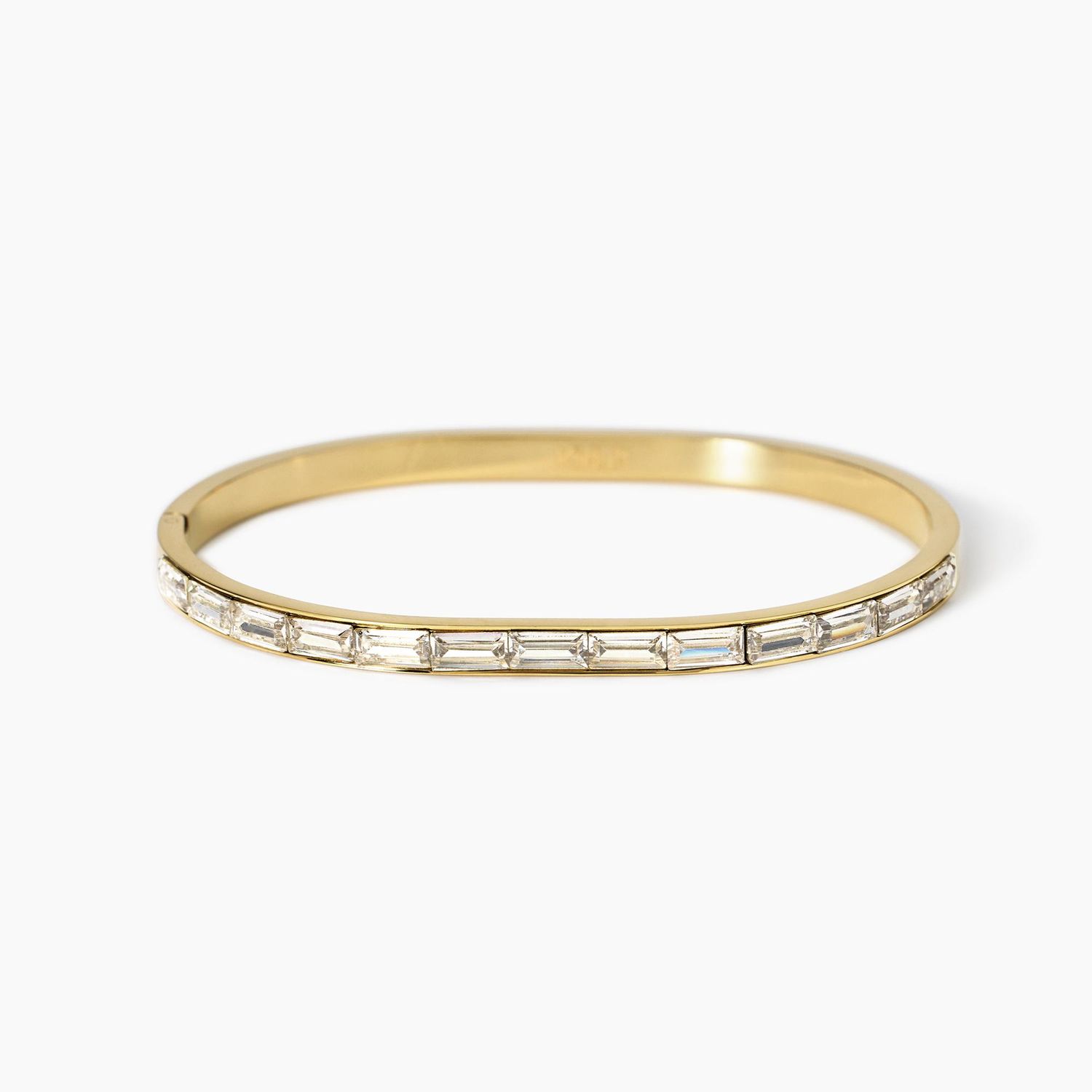 Bracciale rigido in acciaio dorato e zirconi Kidult Style