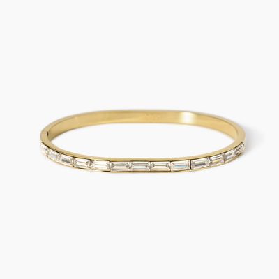 Bracciale rigido in acciaio dorato e zirconi Kidult Style