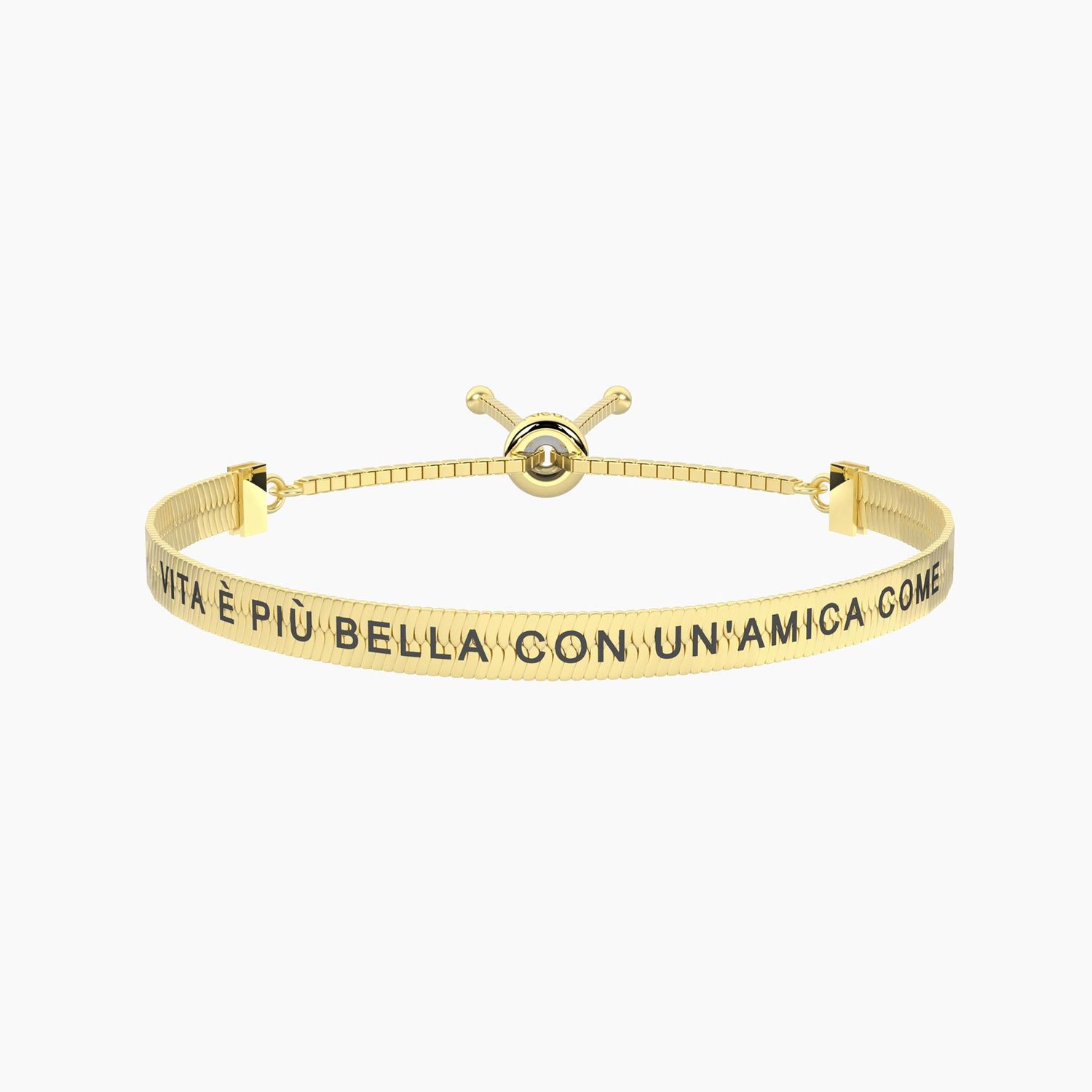 Bracciale in acciaio dorato con frase sull'amicizia Kidult