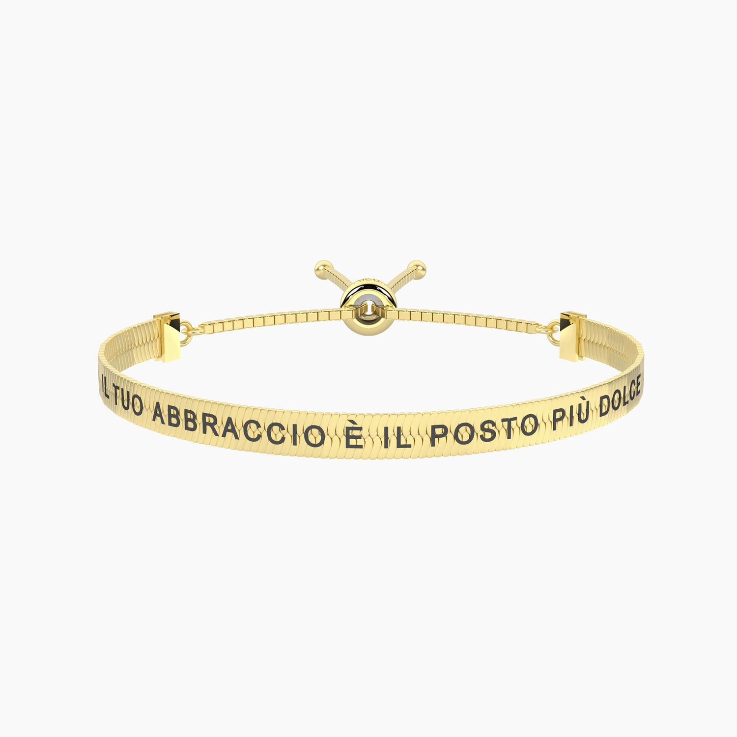 Bracciale in acciaio dorato con frase per la MAMMA-DOLCE ABBRACCIO Kidult