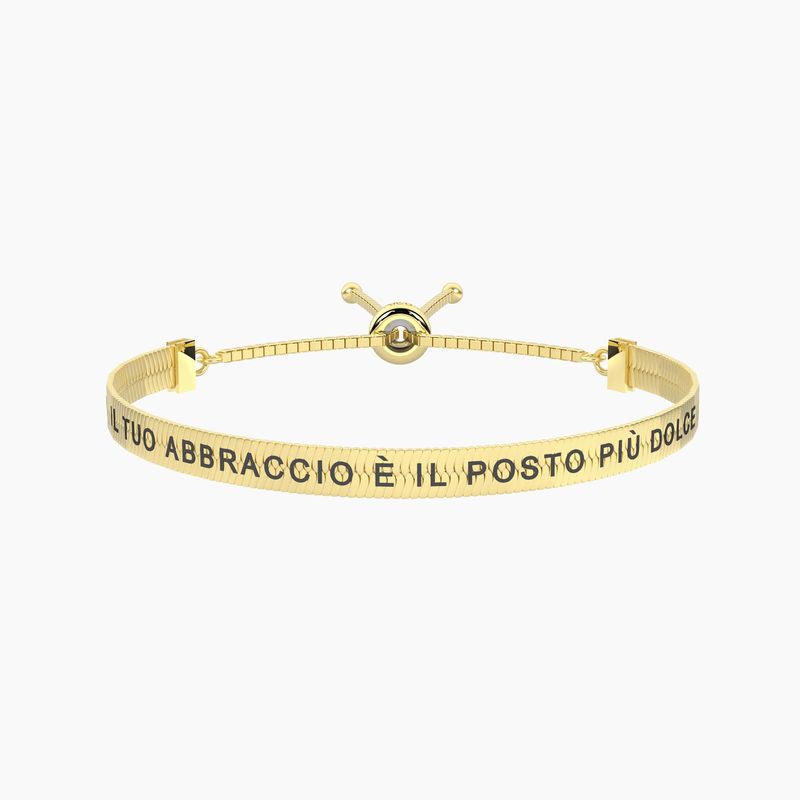 Bracciale in acciaio dorato con frase per la MAMMA-DOLCE ABBRACCIO Kidult