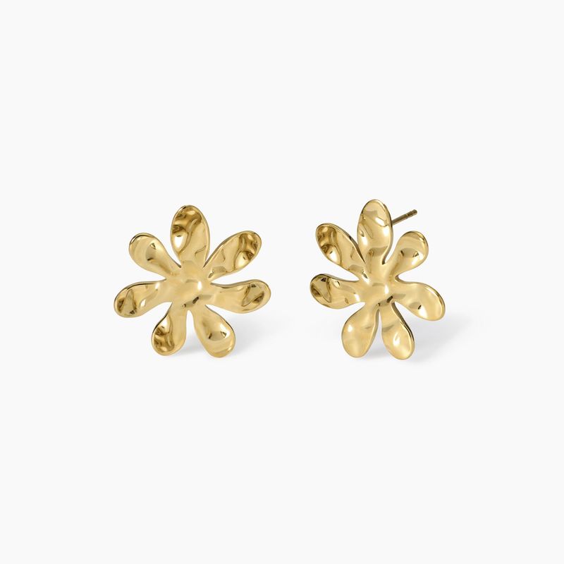 Orecchini dorati con fiore effetto martellato Kidult