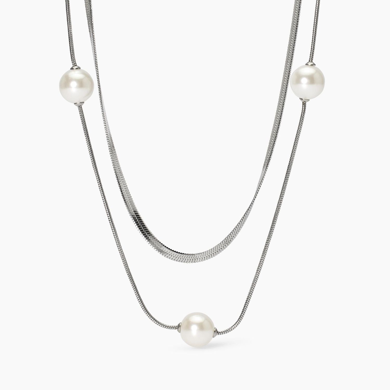 Collana doppia catena con perle conchiglia Kidult Collana doppia catena con perle conchiglia Kidult