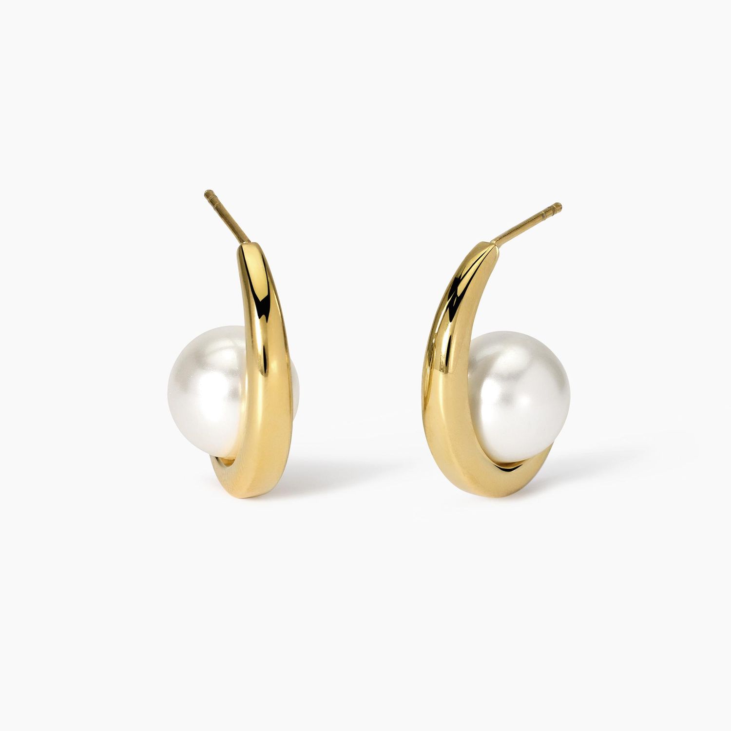 Orecchini semicerchio dorato con perle conchiglia Kidult Orecchini semicerchio dorato con perle conchiglia Kidult