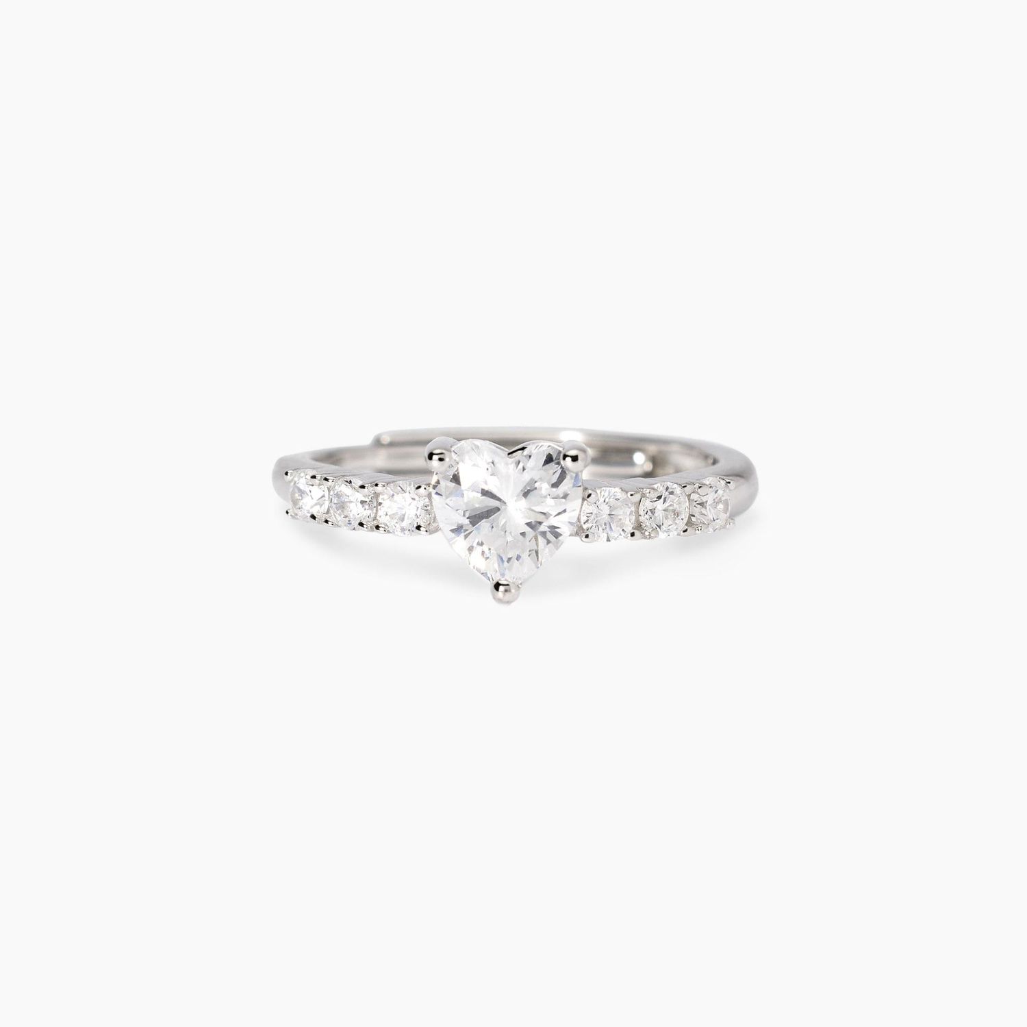 Anello regolabile con cuore in zirconi Rouge Mabina