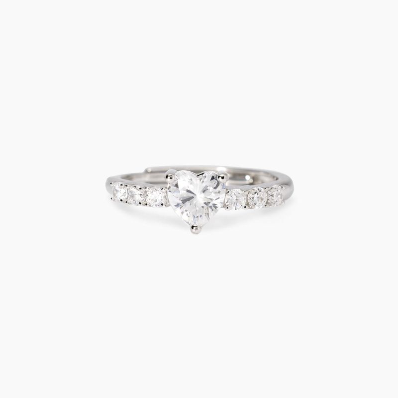 Anello regolabile con cuore in zirconi Rouge Mabina