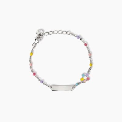 Bracciale con targhetta incidibile e fiorellino Bloom-Tag Mabina