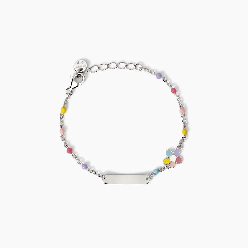 Bracciale con targhetta incidibile e fiorellino Bloom-Tag Mabina