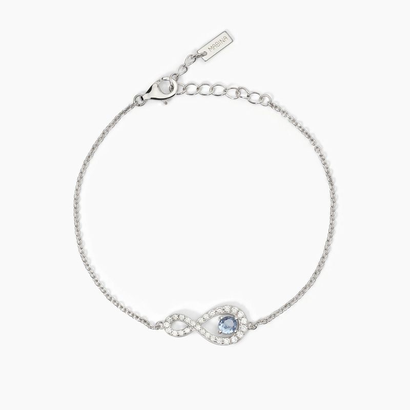 Bracciale in argento rodiato con catena forzatina e infinito ENDLESS Mabina