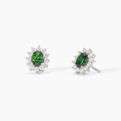 Orecchini in argento con smeraldo sintetico  Mabina