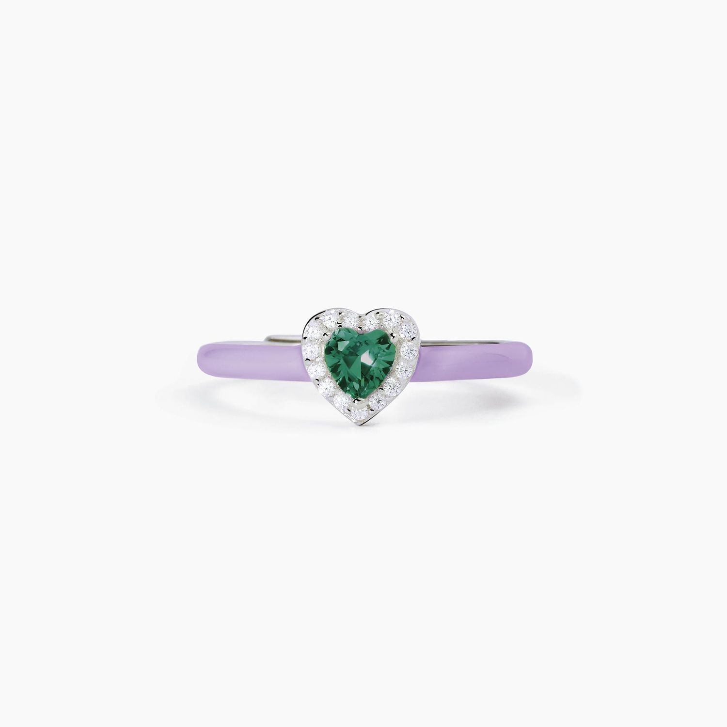 Anello in argento con smalto viola e smeraldo sintetico LOVE AFFAIR Mabina