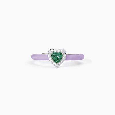 Anello in argento con smalto viola e smeraldo sintetico LOVE AFFAIR Mabina