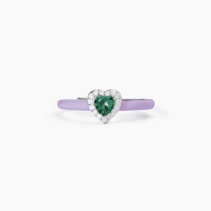Anello in argento con smalto viola e smeraldo sintetico LOVE AFFAIR Mabina