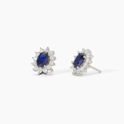 Orecchini in argento con zaffiro sintetico ovale  Mabina