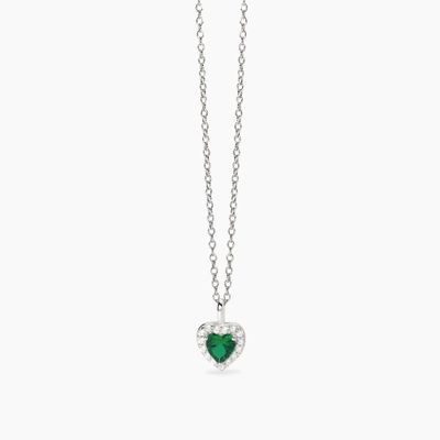 Girocollo in argento con smeraldo sintetico a forma di cuore LOVE AFFAIR Mabina