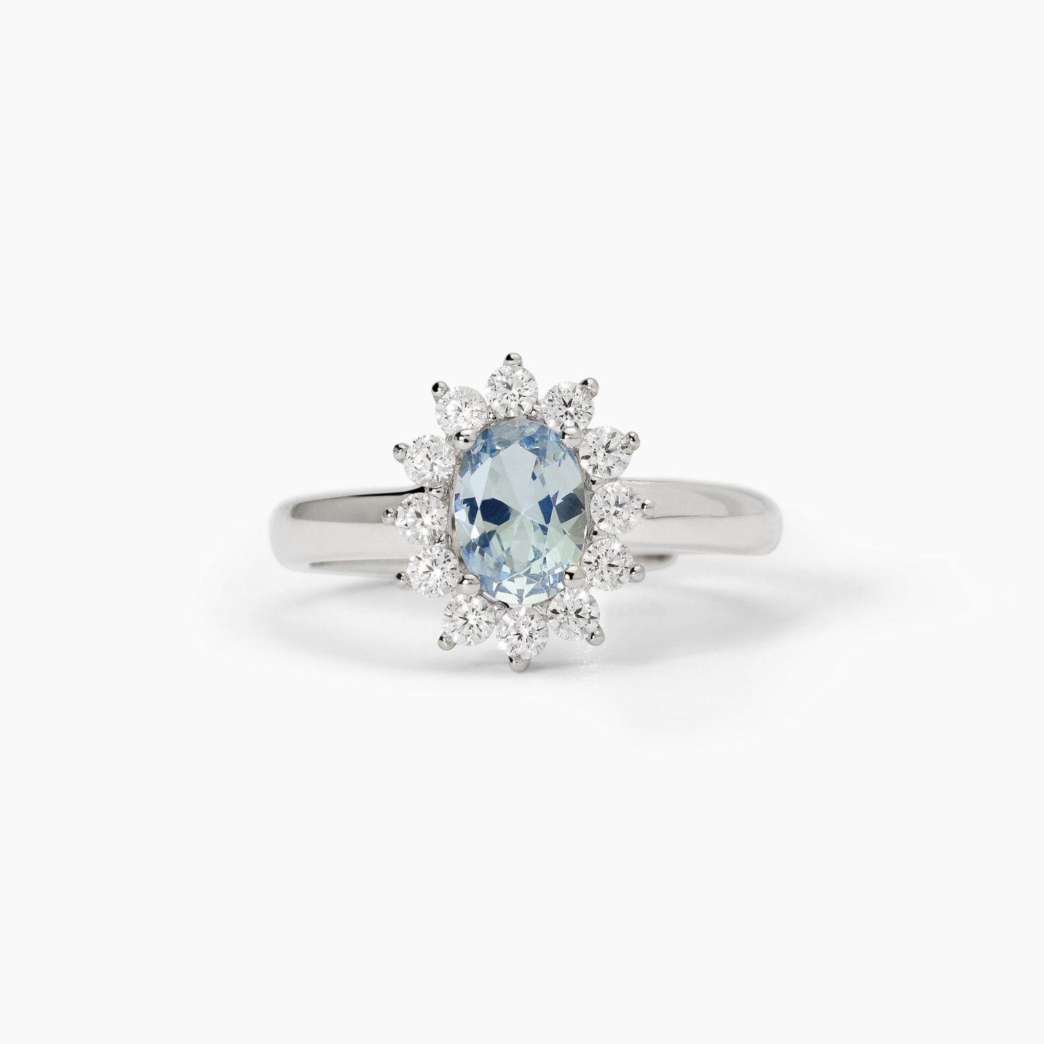 Anello in argento con acquamarina sintetica ovale  Mabina