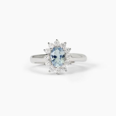 Anello in argento con acquamarina sintetica ovale  Mabina