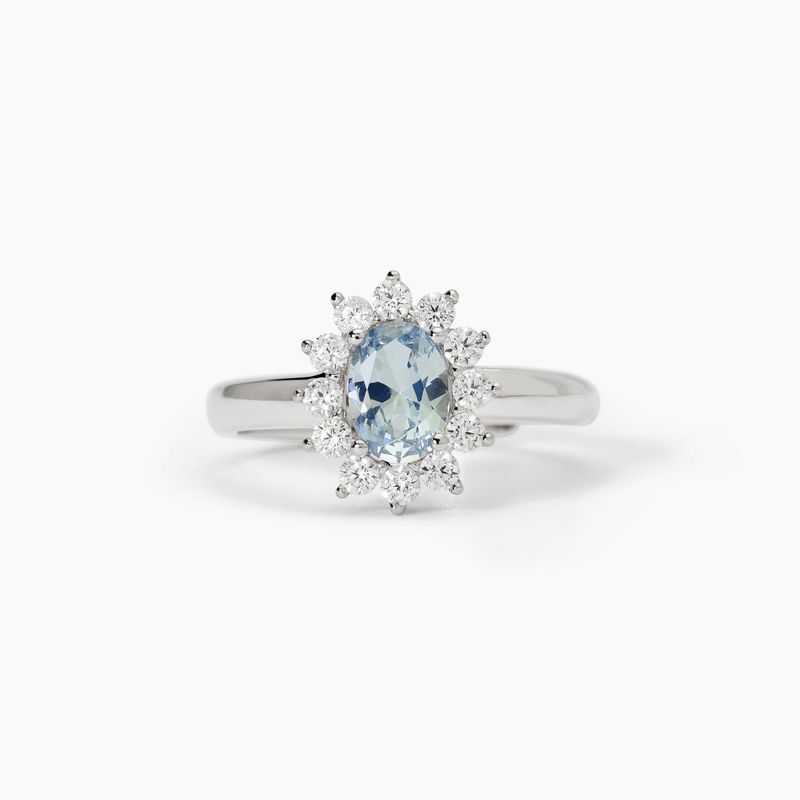 Anello in argento con acquamarina sintetica ovale  Mabina