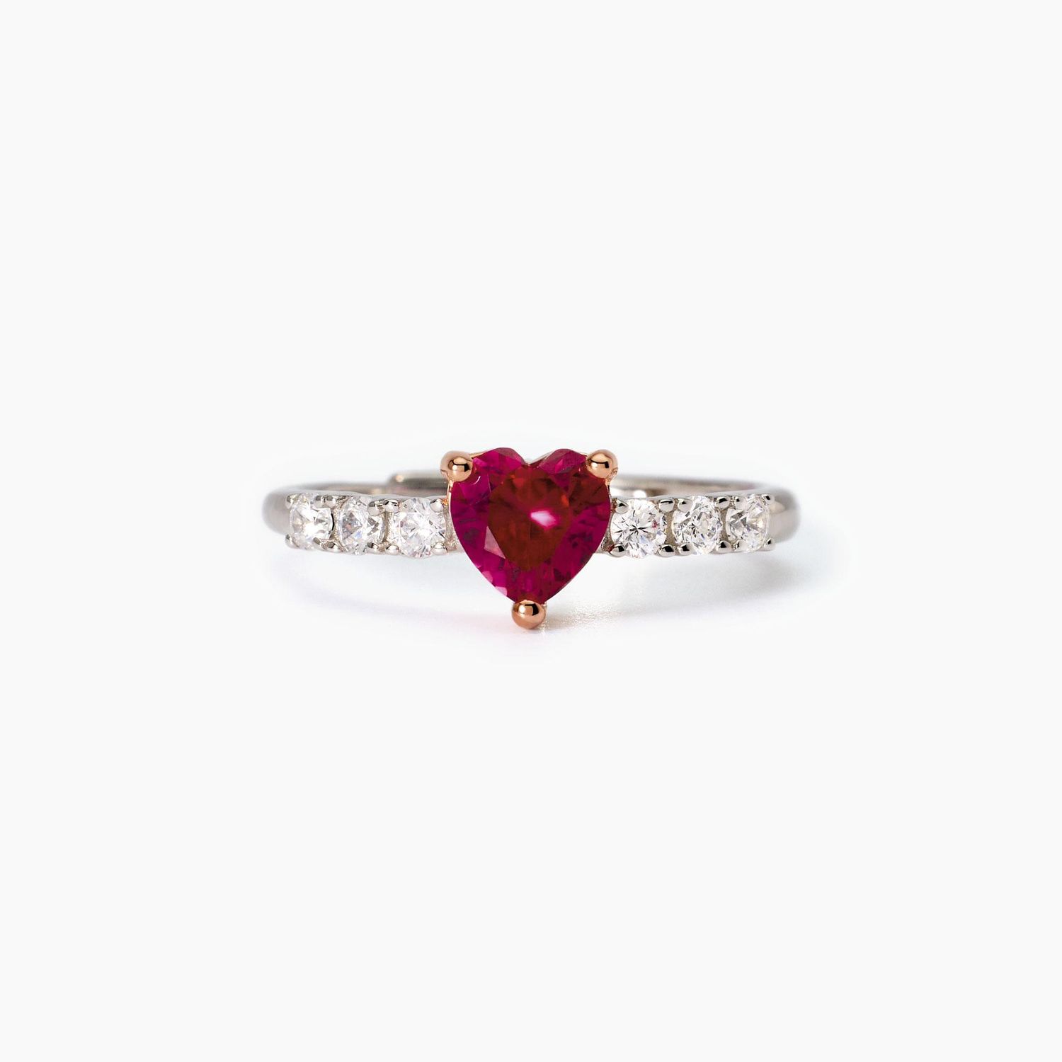 Anello donna con rubino sintetico e zirconi Rouge Mabina