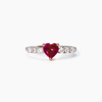 Anello donna con rubino sintetico e zirconi Rouge Mabina