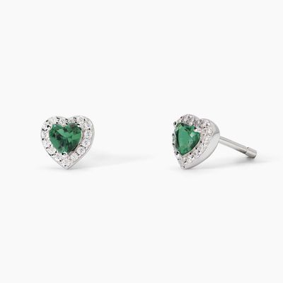 Orecchini in argento con smeraldi sintetici taglio cuore LOVE AFFAIR Mabina