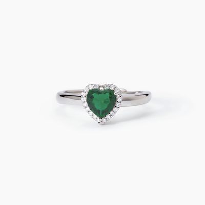 Anello con smeraldo sintetico taglio cuore LOVE AFFAIR Mabina