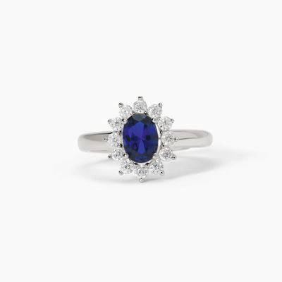 Anello in argento con zaffiro sintetico ovale  Mabina