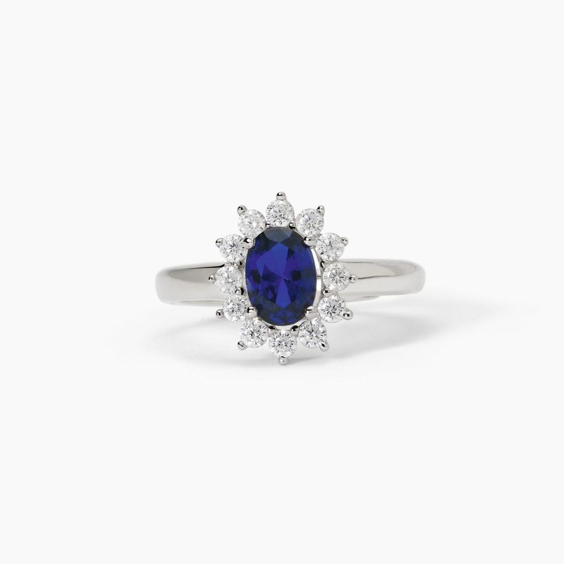 Anello in argento con zaffiro sintetico ovale  Mabina