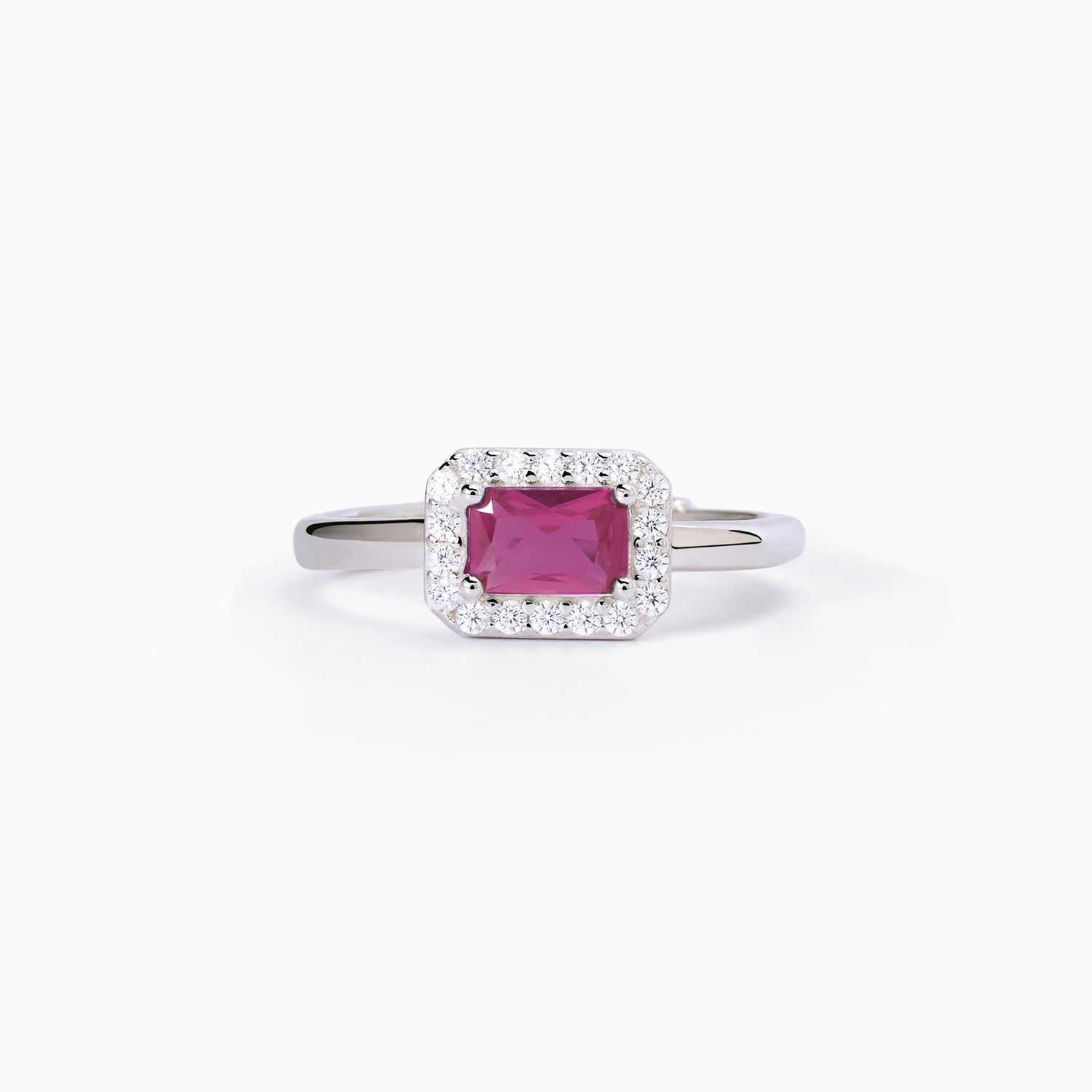Anello in argento con rubino sintetico e zirconi  Mabina