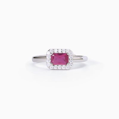 Anello in argento con rubino sintetico e zirconi  Mabina