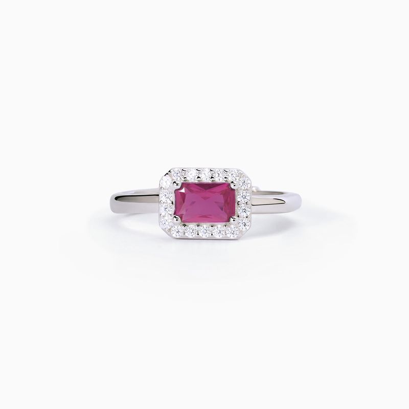 Anello in argento con rubino sintetico e zirconi  Mabina