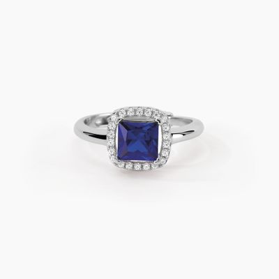 Anello con zaffiro sintetico a cuscino antico  Mabina