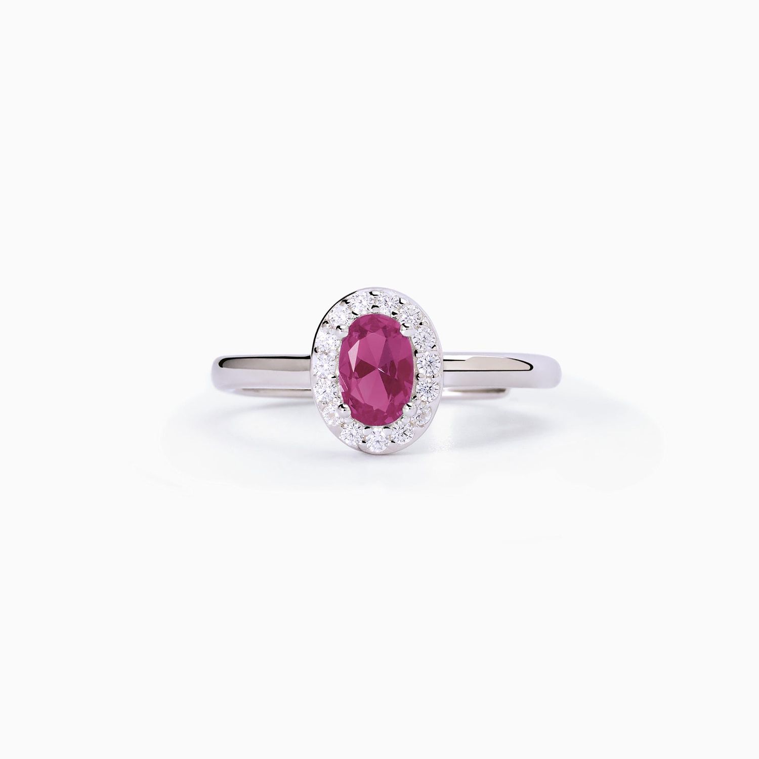 Anello in argento con rubino sintetico ovale e cristalli  Mabina