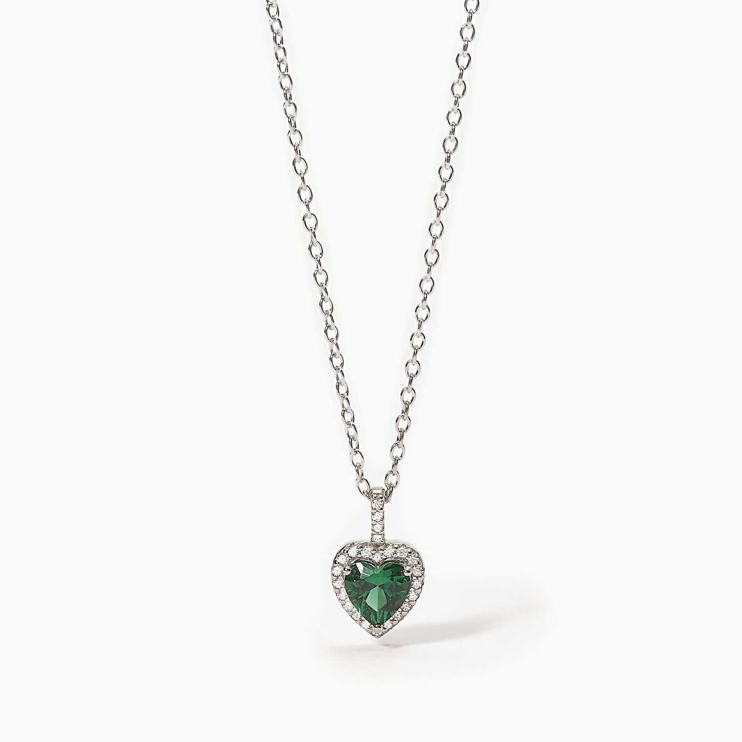 Girocollo in argento con smeraldo sintetico taglio cuore LOVE AFFAIR Mabina