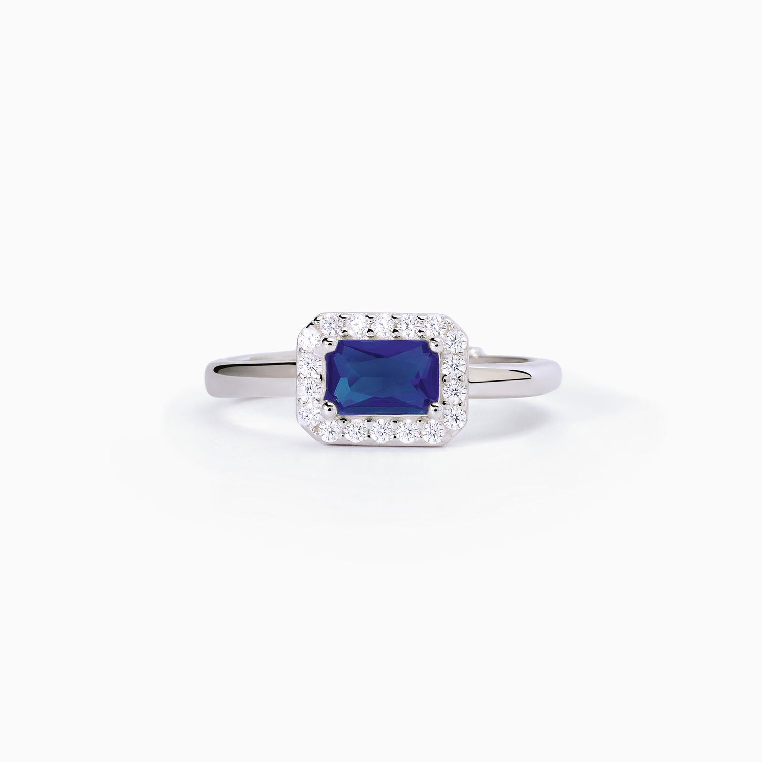 Anello in argento con zaffiro sintetico e zirconi  Mabina