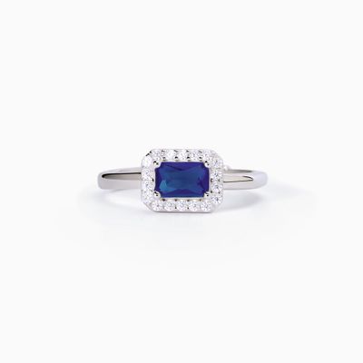 Anello in argento con zaffiro sintetico e zirconi  Mabina