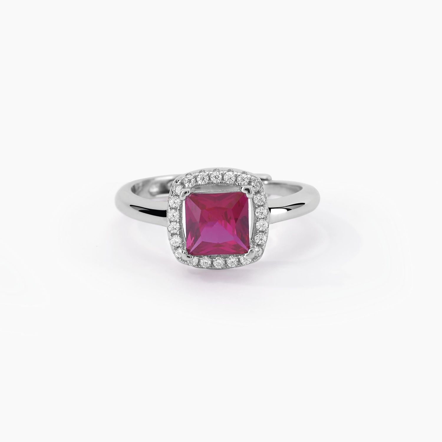 Anello rubino sintetico a cuscino antico e zirconi  Mabina