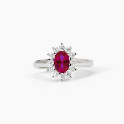 Anello in argento con rubino sintetico ovale  Mabina