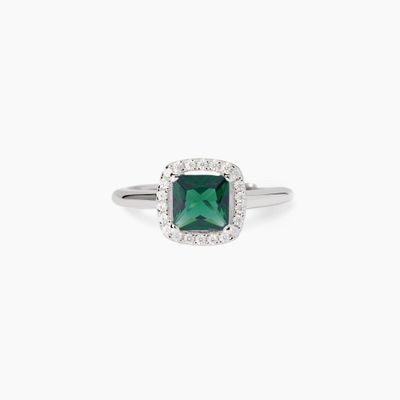 Anello con smeraldo sintetico a cuscino antico  Mabina