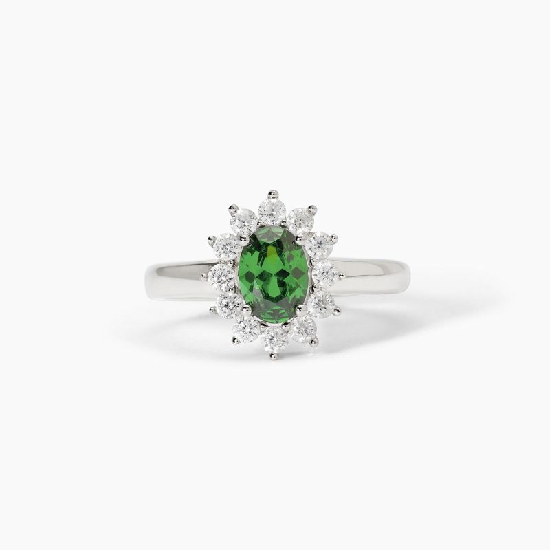 Anello in argento con smeraldo sintetico ovale  Mabina