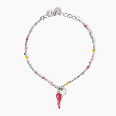 Bracciale multicolor con cornetto rosaBuena Suerte  Mabina