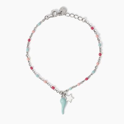 Bracciale multicolor con cornetto rosaBuena Suerte  Mabina