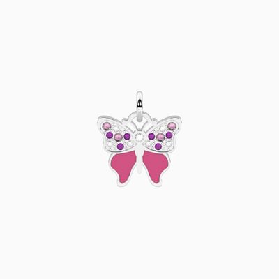Ciondolo farfalla con cristalli rosa Kidult