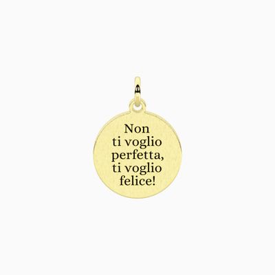 Ciondolo dorato con frase Kidult