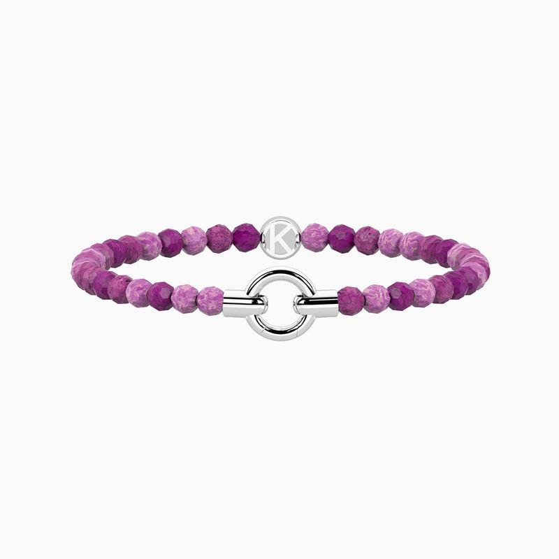 Bracciale elastico componibile con agata fucsia striata Kidult