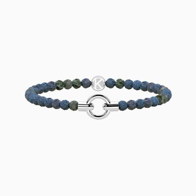 Bracciale elastico componibile con agata azzurra striata Kidult