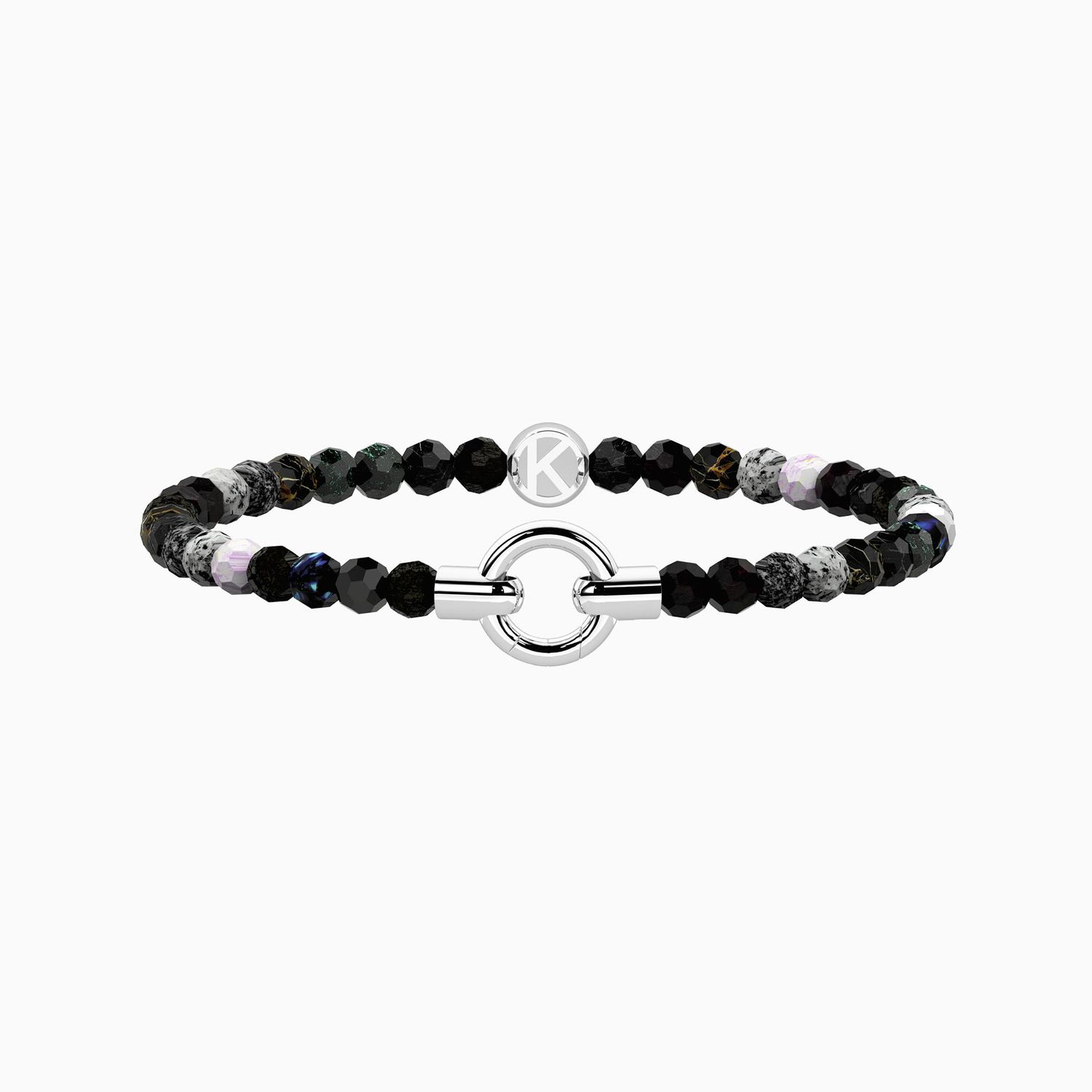 Bracciale elastico componibile con agata nera striata Kidult