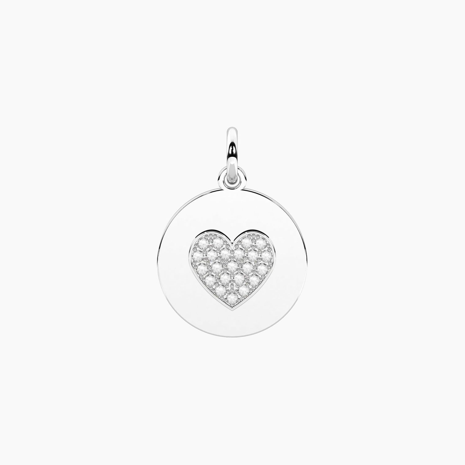 Ciondolo tondo con cuore con cristalli Kidult