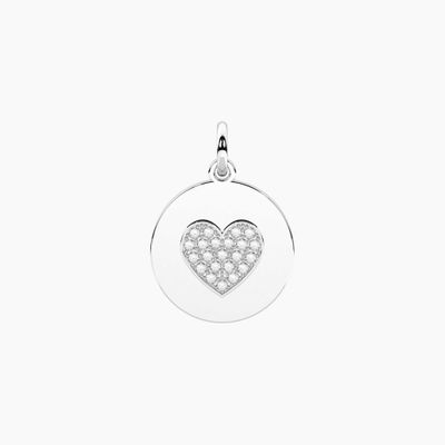 Ciondolo tondo con cuore con cristalli Kidult