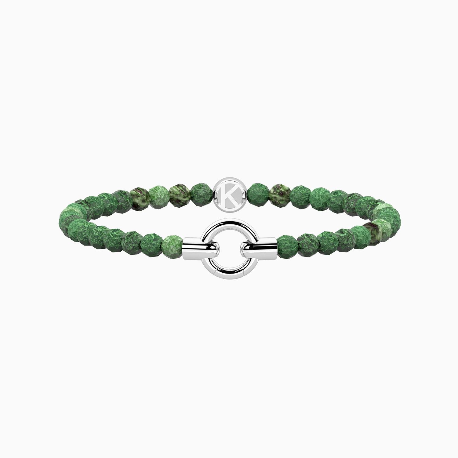 Bracciale elastico componibile con agata verde striata Kidult